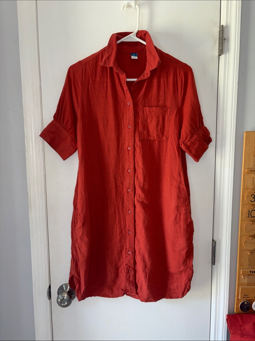 Old Navy Rust-Red Button-Up Shirt Dress